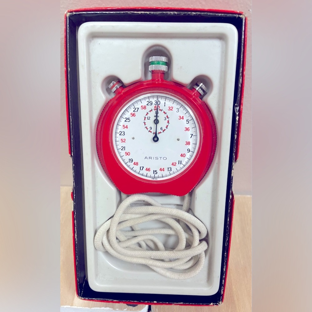 Aristo Mechanical Vintage 1972 Stopwatch Red Frame 414 Switzerland
